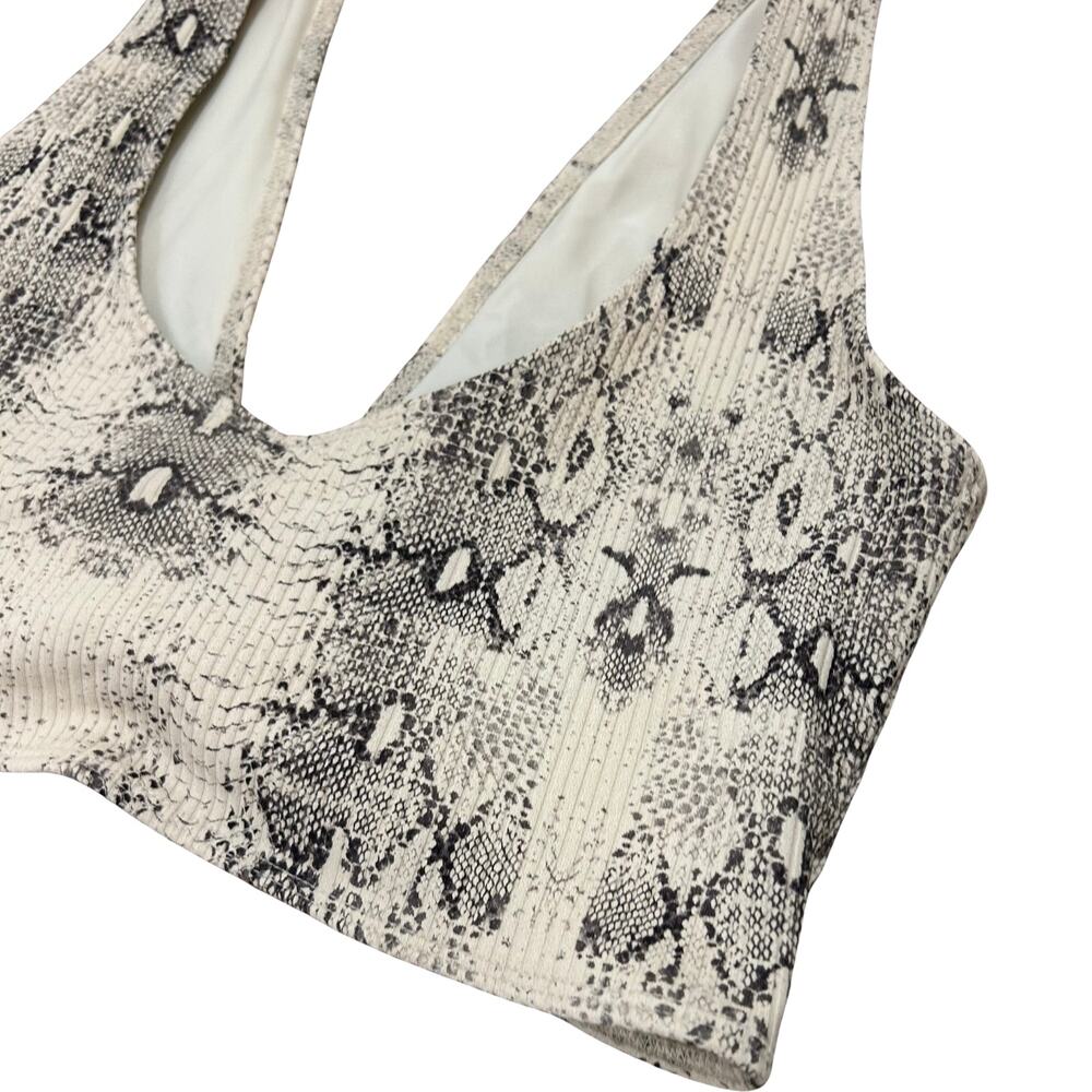 Montce Kim Variation Surf Top Snake Rib Print Sports Bra Bikini Swim Large - Picture 12 of 14